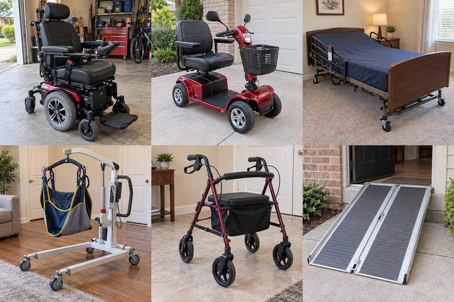 Power chair, scooter, bed, patient lift, rollator, and ramp
